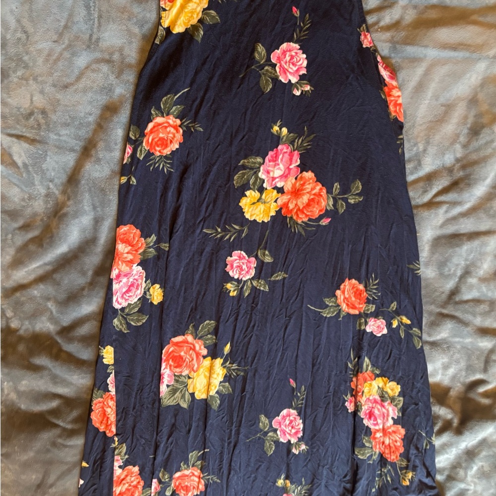 Old Navy Swing Tank Dress in Navy with Pink and Orange Floral